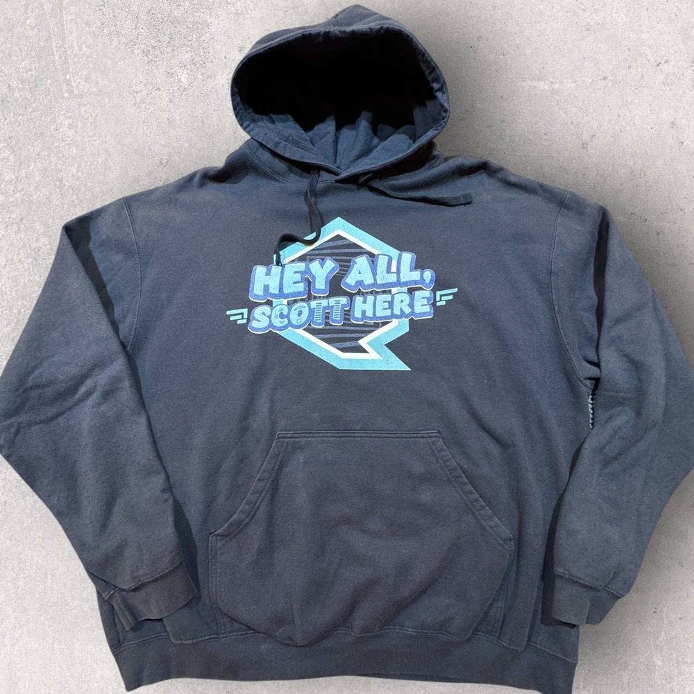 Scott The Woz Hoodie Men's XXL Blue Hey All Scott Here‎ Pullover